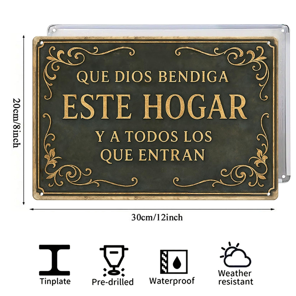 Que Dios Bendiga Este Hogar – Metal Wall Sign