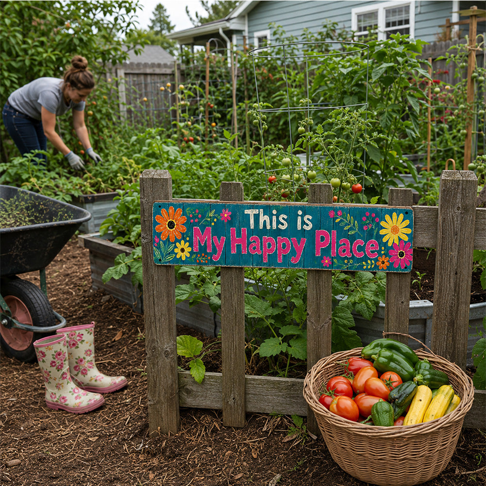 garden sign displayed beside outdoor plants
