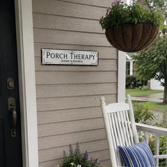Funny Front Porch Wall Decor - Porch Therapy Session in Progress Metal Sign