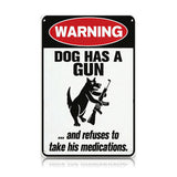 Funny Warning Dog & Cat Metal Sign