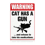 Funny Warning Dog & Cat Metal Sign