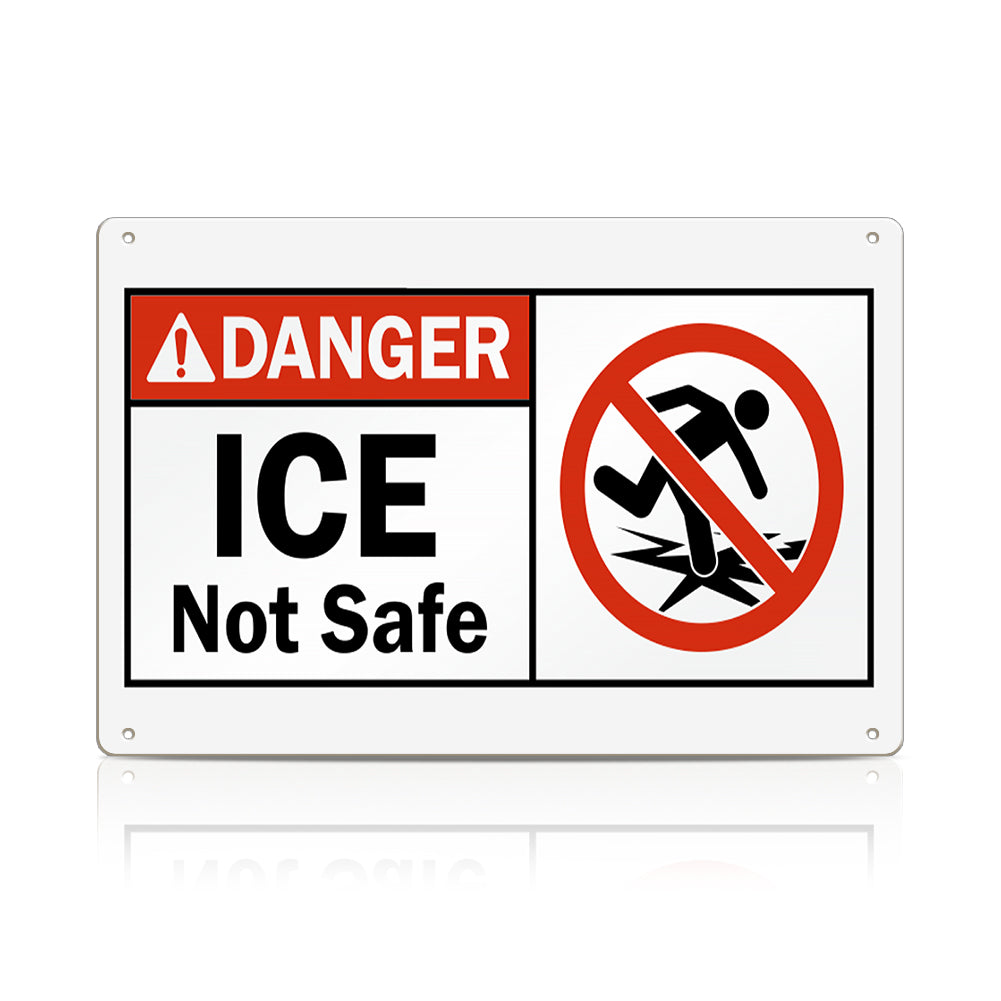 Danger "ICE" Not Safe Graphic Symbol Warning Sign