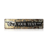 Custom Left Pointing Hand Metal Sign