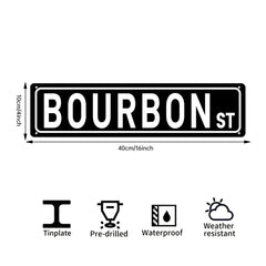 Bourbon St Metal Sign – Home Bar & Whiskey Room Wall Decor