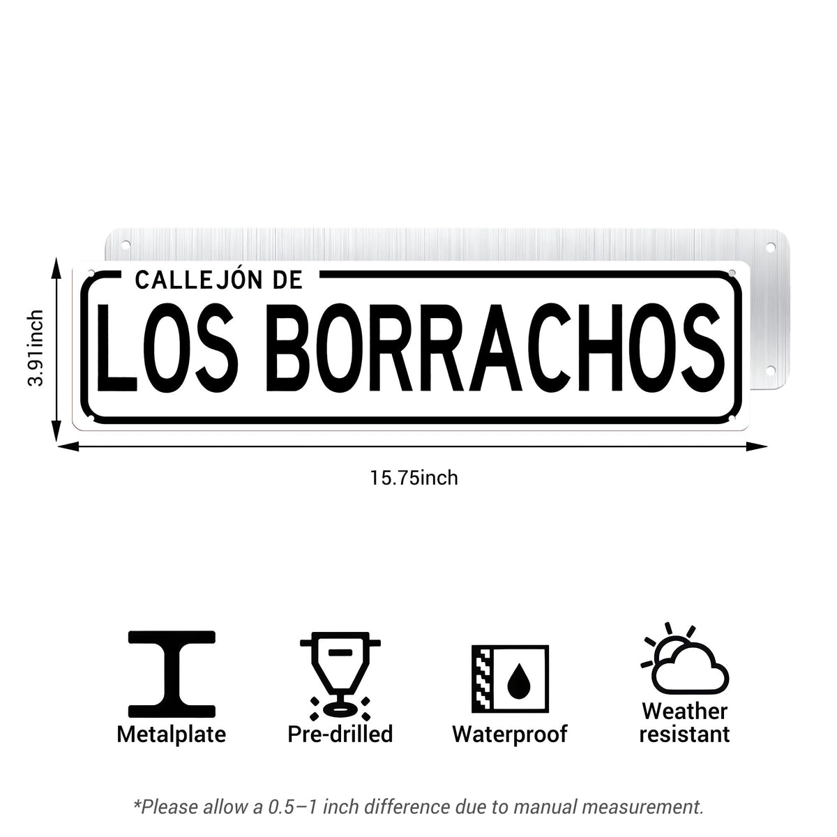 Funny Spanish Bar Street Sign Decor – Callejón de Los Borrachos Metal Sign