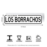 Funny Spanish Bar Street Sign Decor – Callejón de Los Borrachos Metal Sign