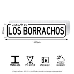 Funny Spanish Bar Street Sign Decor – Callejón de Los Borrachos Metal Sign