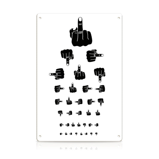 Middle Finger Eye Chart Metal Sign – Funny Rude Wall Decor