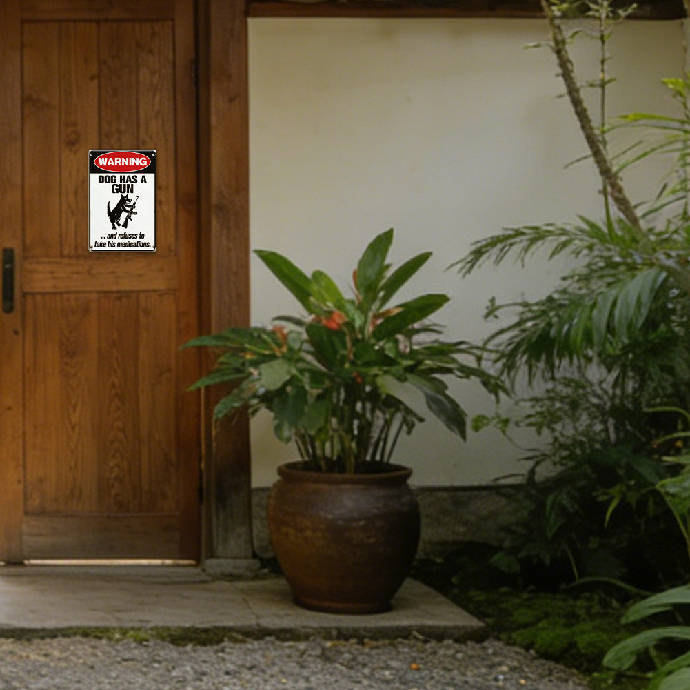Funny Warning Dog & Cat Metal Sign