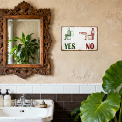 YES / NO Bathroom Rules Metal Sign