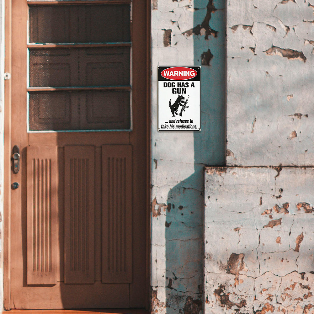 Funny Warning Dog & Cat Metal Sign
