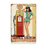 Bettie’s Service Station Pin-Up Tin Sign