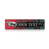 Custom Left Pointing Hand Metal Sign