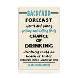 Funny Backyard Forecast Metal Sign - Grilling and Chilling