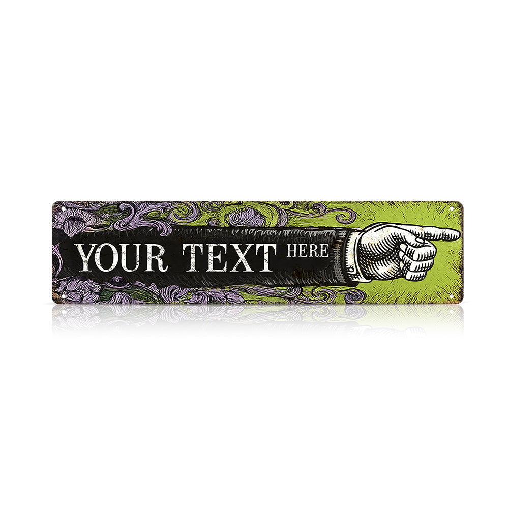 Custom Right  Pointing Hand Metal Sign