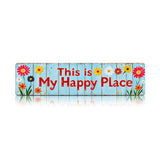 This Is My Happy Place Metal Garden Sign – Floral Patio Fence Decor