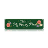 This Is My Happy Place Metal Garden Sign – Floral Patio Fence Decor