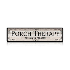 Funny Front Porch Wall Decor - Porch Therapy Session in Progress Metal Sign