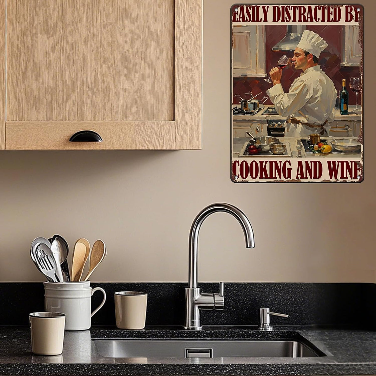 "Easily Distracted By Cooking and Wine" Funny Chef