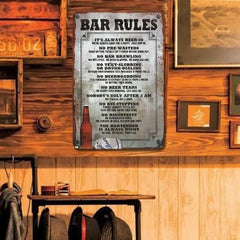 "Bar Rules" Funny Metal Tin Sign