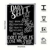 Dad’s Shit List Funny Metal Sign