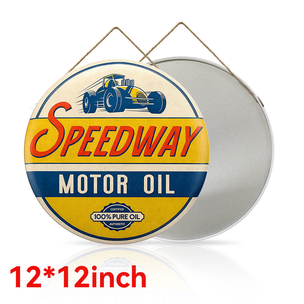 Speedway Motor Oil Round Metal Sign