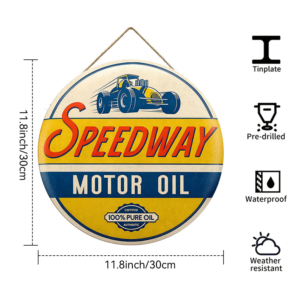 Speedway Motor Oil Round Metal Sign