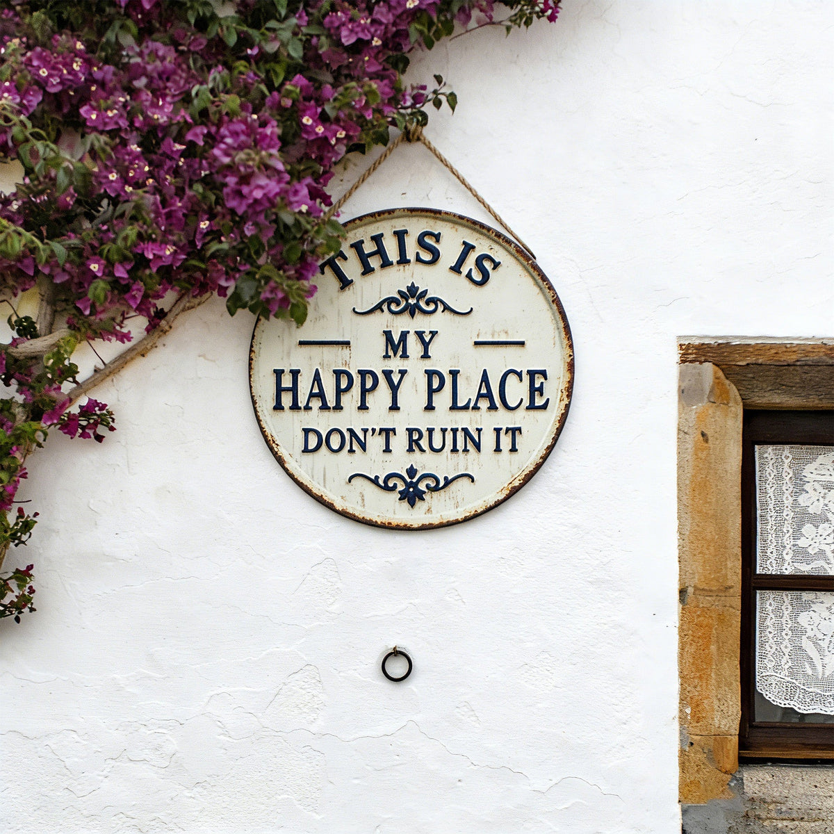 Welcome to My Happy Place Round Metal Sign