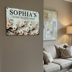 Custom Cherry Blossom Garden Metal Sign