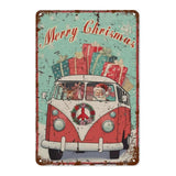 Merry Christmas Santa & Reindeer VW Bus