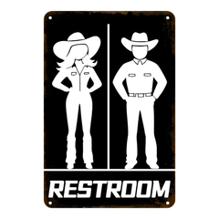 Restroom Cowboy & Cowgirl Silhouette