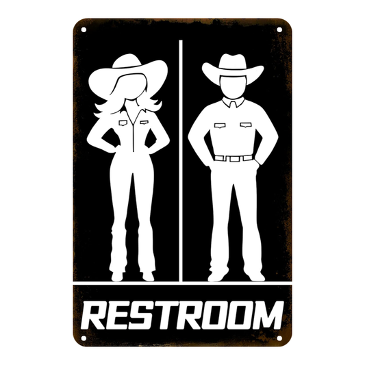Restroom Cowboy & Cowgirl Silhouette