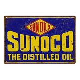Sunoco Distilled Oil Vintage Tin Sign – Retro Garage