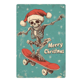 "Merry Christmas" Skateboarding Skeleton