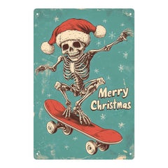 "Merry Christmas" Skateboarding Skeleton