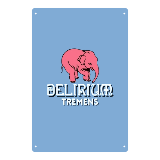 Delirium Tremens Pink Elephant Metal Sign