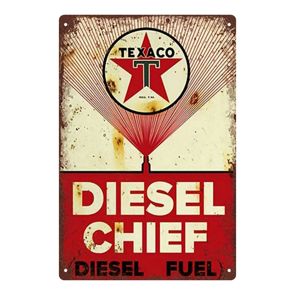 Texaco Diesel Chief – Vintage Diesel Fuel Tin Sign