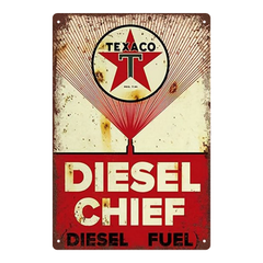 Texaco Diesel Chief – Vintage Diesel Fuel Tin Sign