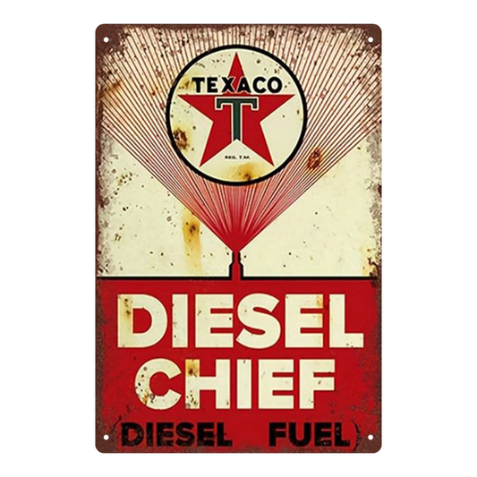 Texaco Diesel Chief – Vintage Diesel Fuel Tin Sign