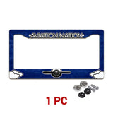 Aviation Nation Vintage Propeller license plate frame in a 1-piece pack with mounting hardware