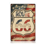 Patriotic Americana Wall Decor - Open Road Route 66 Open Mind Metal Sign