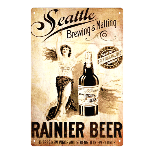 Rainier Beer Vintage Seattle Brewing Metal Sign