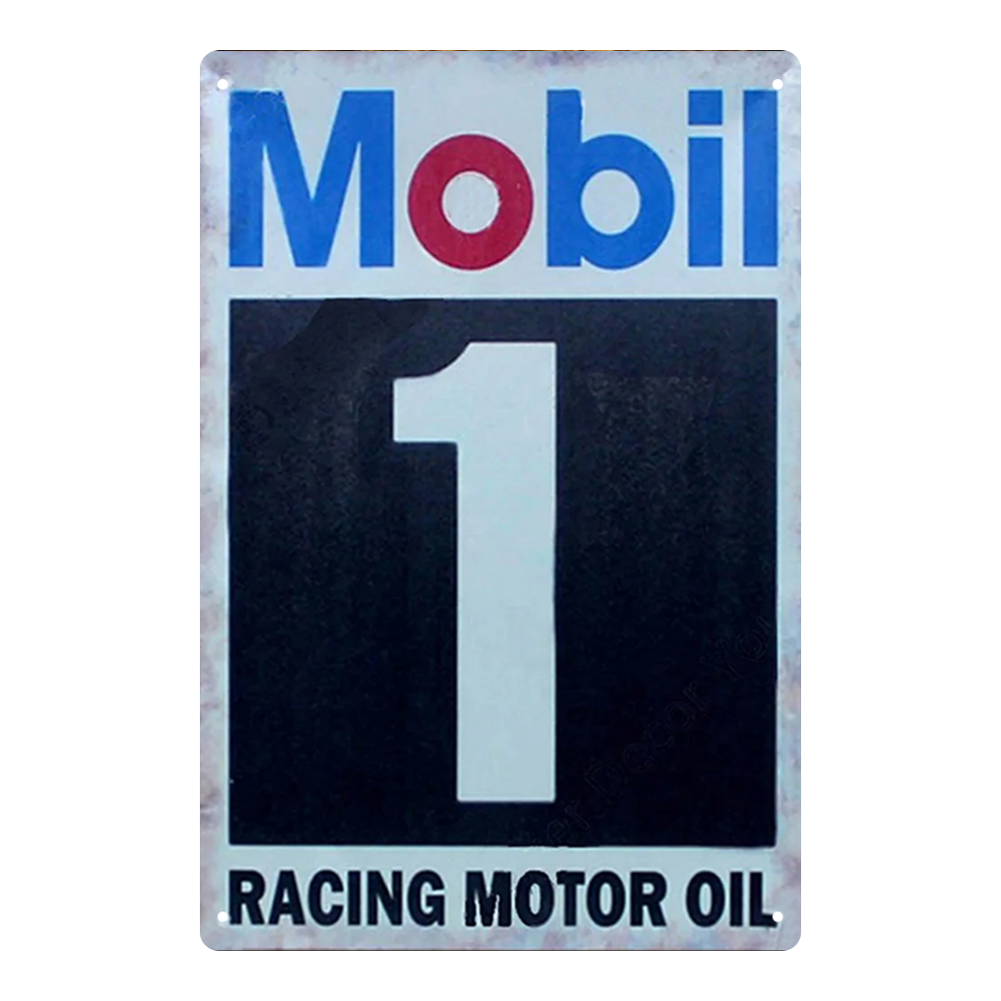 Mobil 1 Racing Motor Oil Vintage Tin Sign