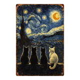 Starry Night Cat Quartet