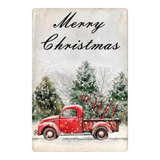 Merry Christmas Vintage Red Truck with Tree