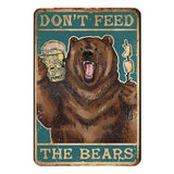 Funny Bear Warning Tin Sign