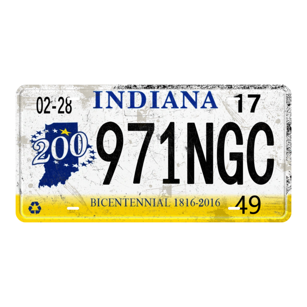 Indiana 971NGC - Tin License Plate Sign(6*12Inch)