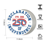 America 250 Patriotic Wall Decor - Declaration of Independence 250 Round Metal Sign