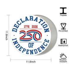 America 250 Patriotic Wall Decor - Declaration of Independence 250 Round Metal Sign