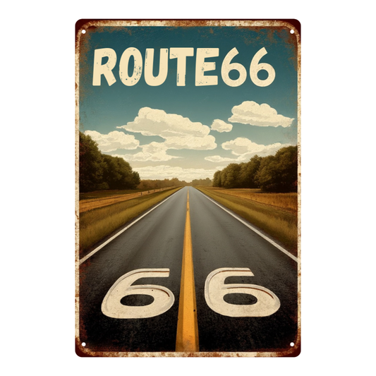 Vintage Route 66 Highway Metal Tin Sign